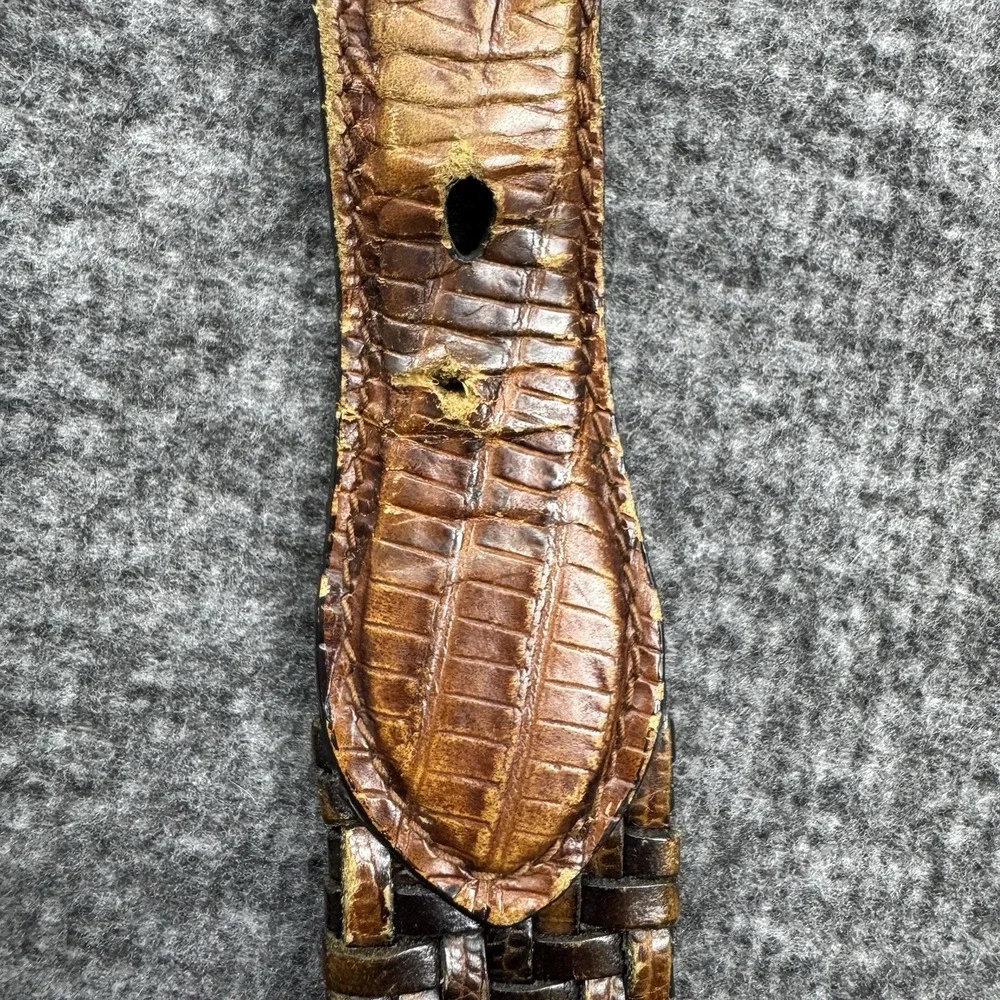 Brighton Brown & Black Leather Braided‎ Belt Size 36 Model P4100 *READ*